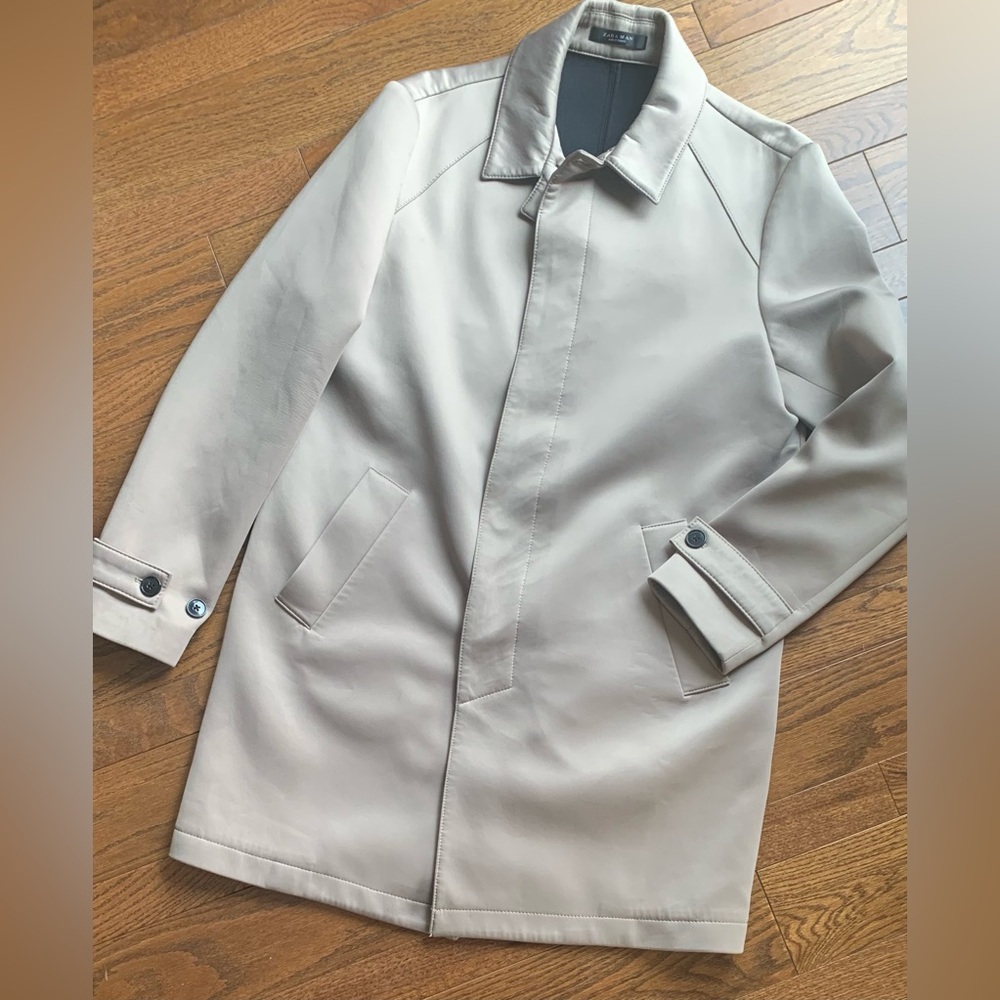 Zara Man Trench Coat Mid-Length Structured Collar